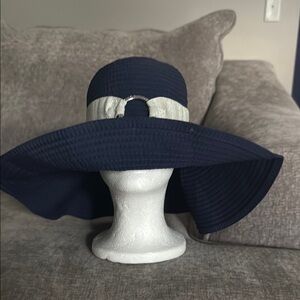 Lauren/ Ralph Lauren Elegant Navy Women's Wide Brim Floppy Hat